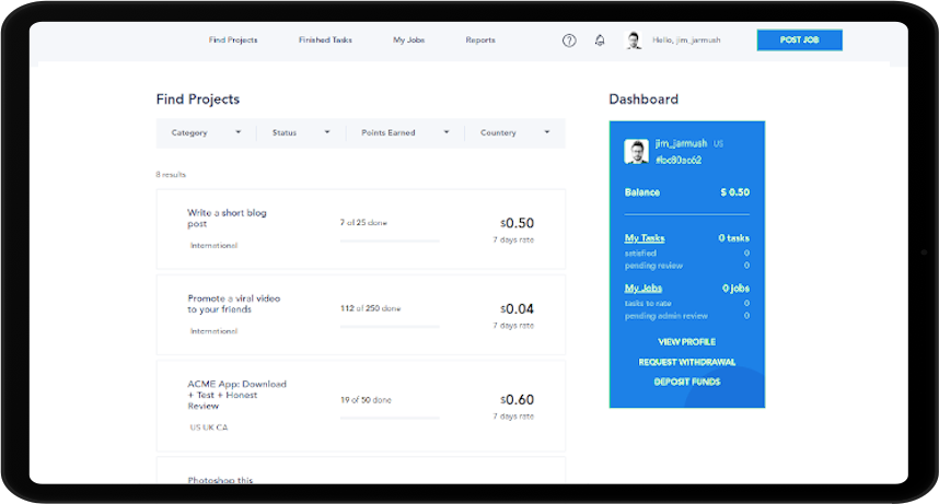 Dashboard in iPad